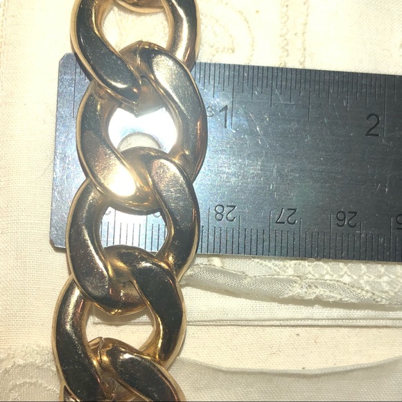 Gold Large Cuban Curb Link Chain Necklace Drop Earrings Rhinestone 15-18” Boho - Picture 14 of 14